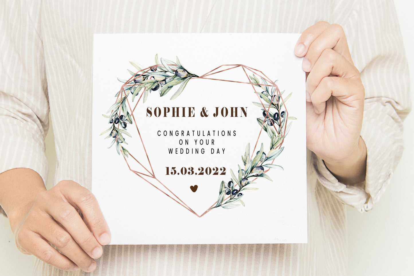 Personalised Wedding Card,  Geometric Heart