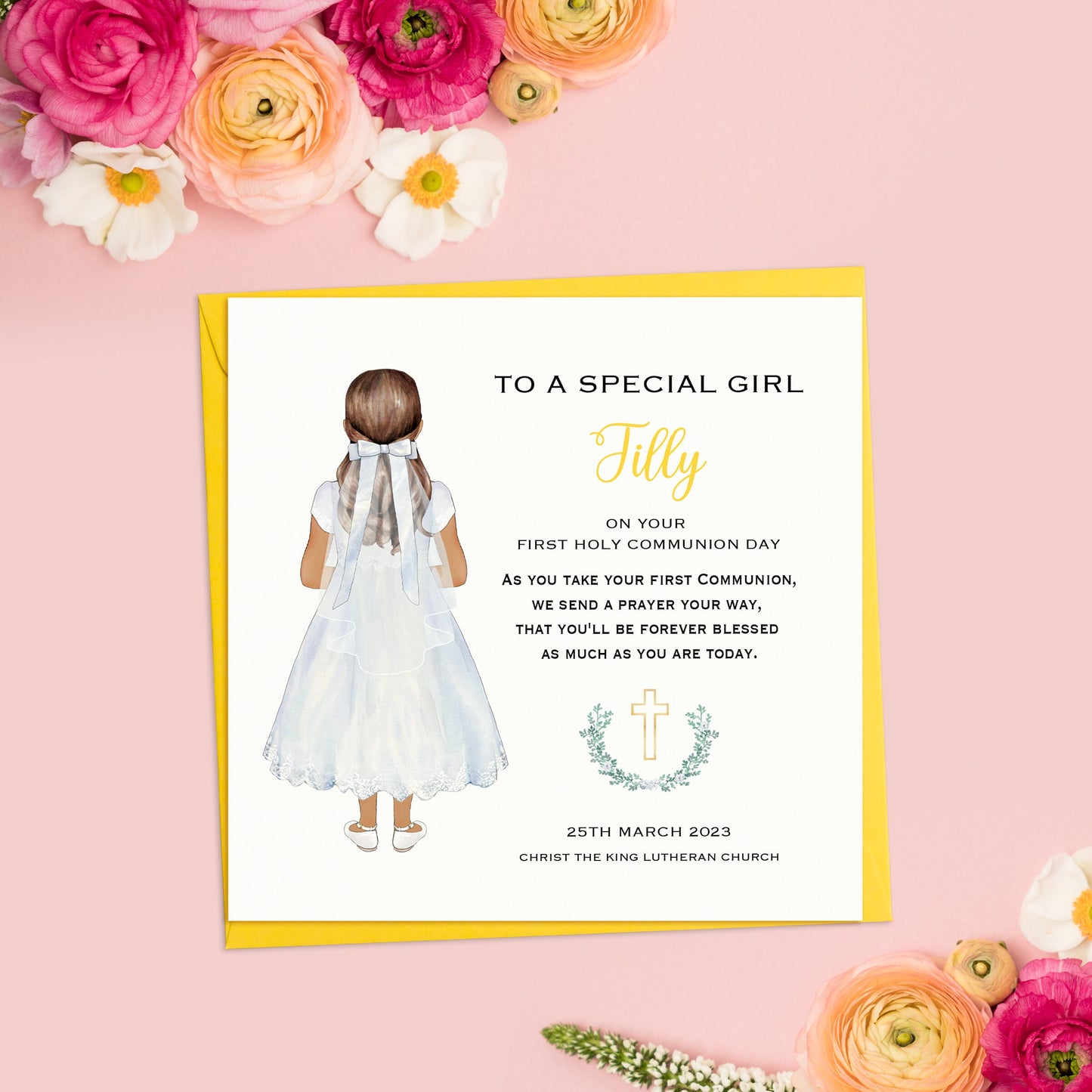 Special Girl First Holy Communion Card, Personalised 1st Holy Communion Card for Girl, Handmade Girl's Holy Communion Card