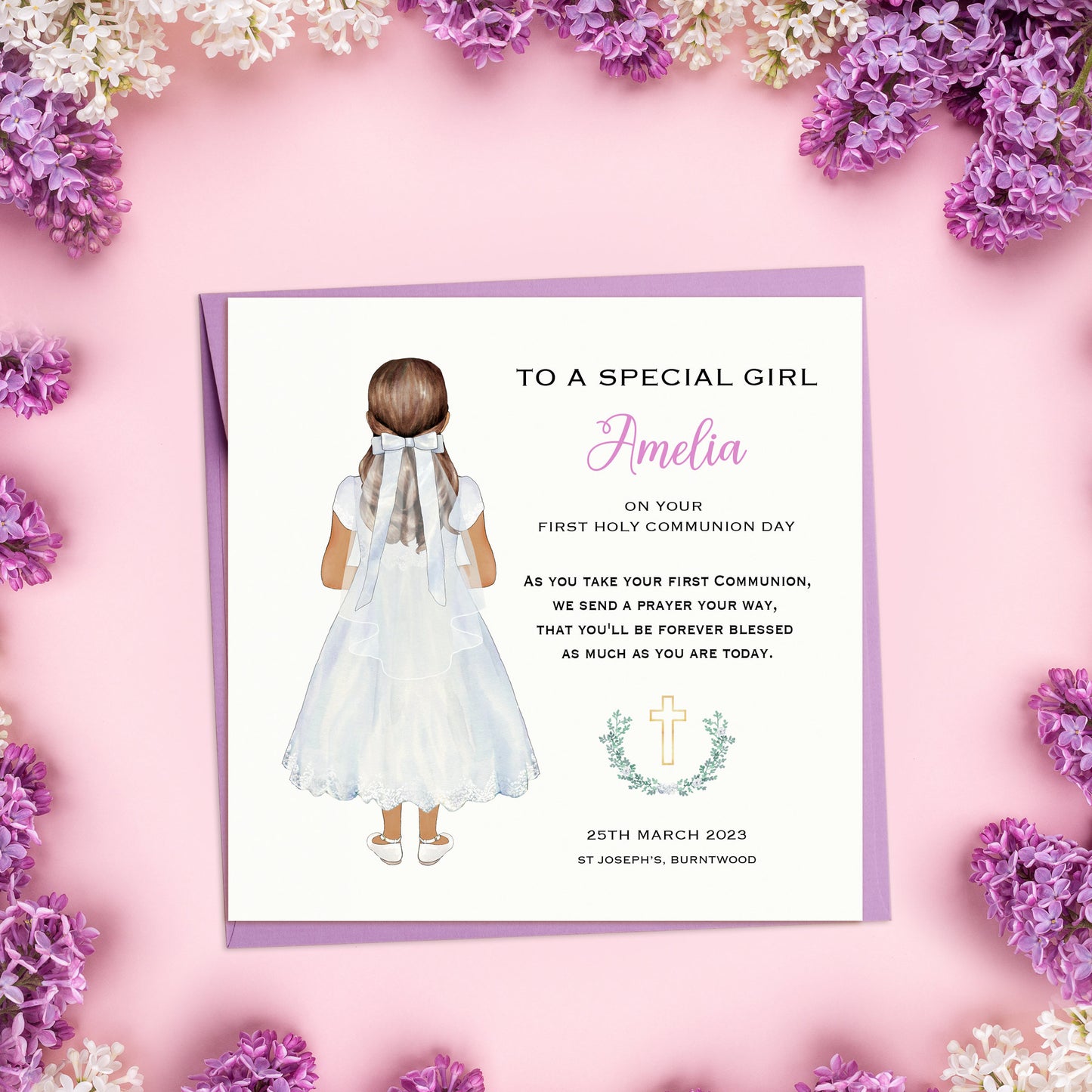 Special Girl First Holy Communion Card, Personalised 1st Holy Communion Card for Girl, Handmade Girl's Holy Communion Card