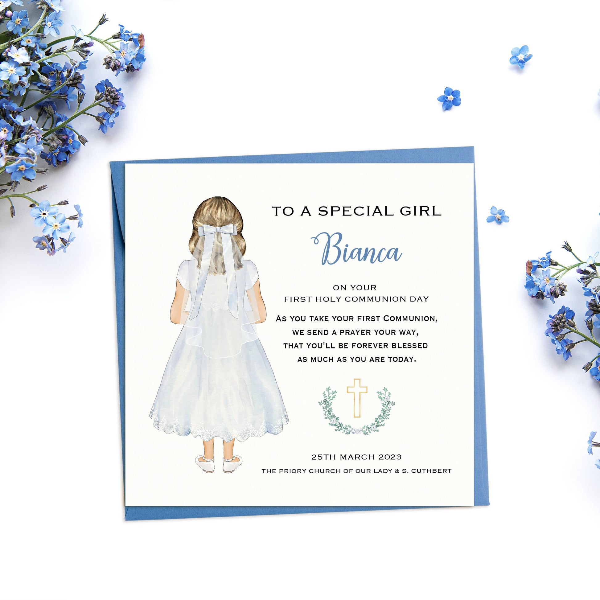 Special Girl First Holy Communion Card, Personalised 1st Holy Communion Card for Girl, Handmade Girl's Holy Communion Card