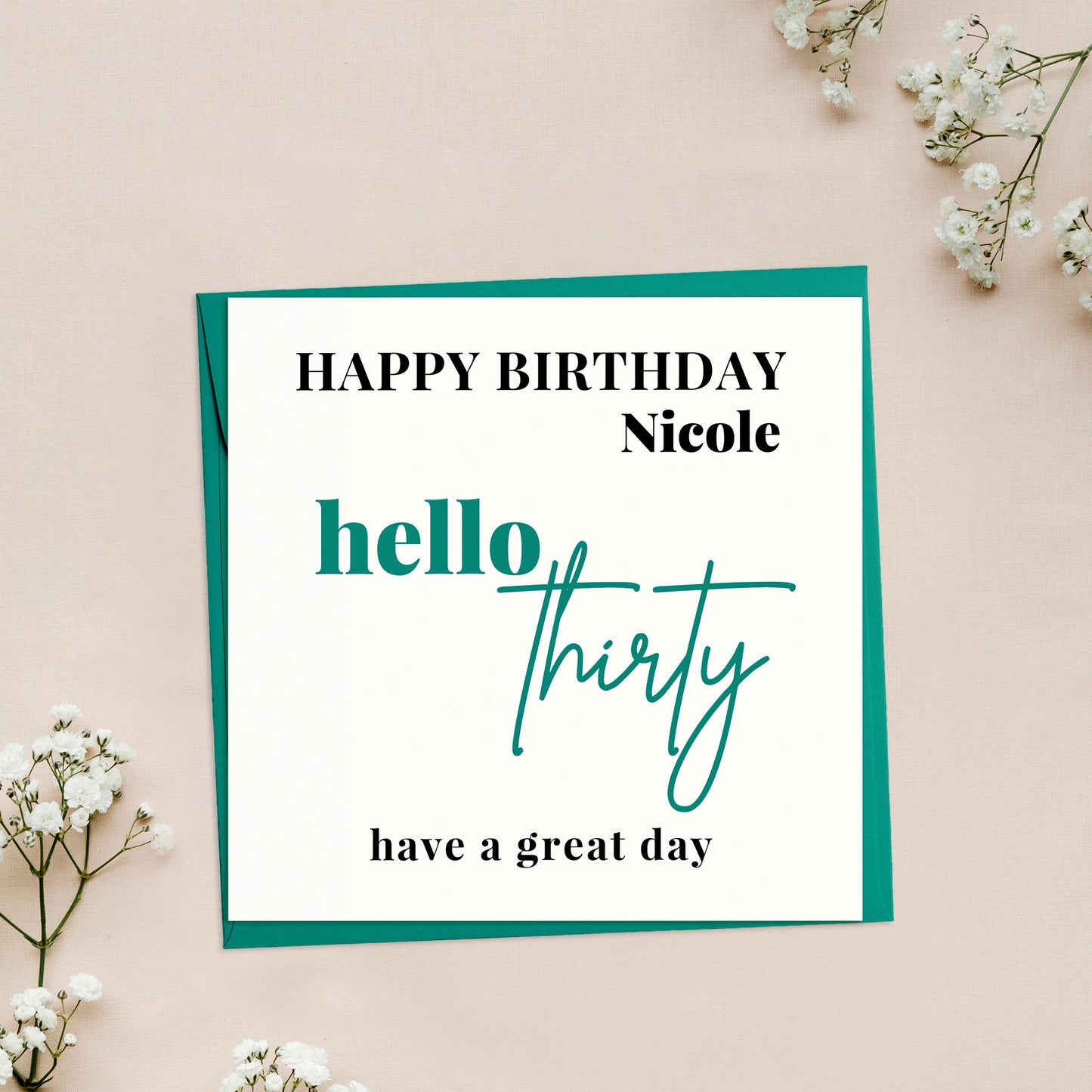 Hello Thirty 30th Birthday Card, Personalised 30 Birthday Card, Hello Thirty Best Friend Birthday Card, Daughter, Niece 30th Birthday Card