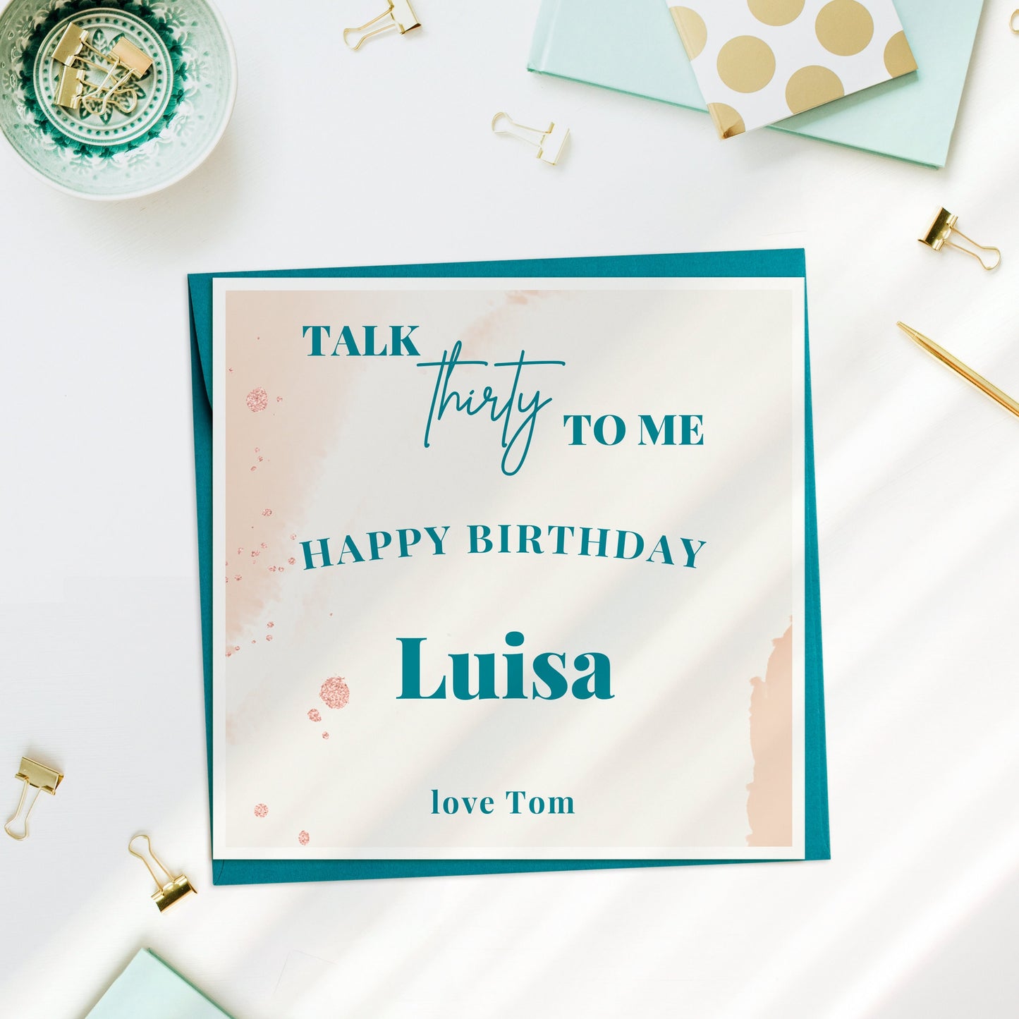 Talk 30th to Me Birthday Card, Personalised Minimalist Hello 30 Card, Best Friend 30th Birthday Card, Daughter 30th Birthday Card