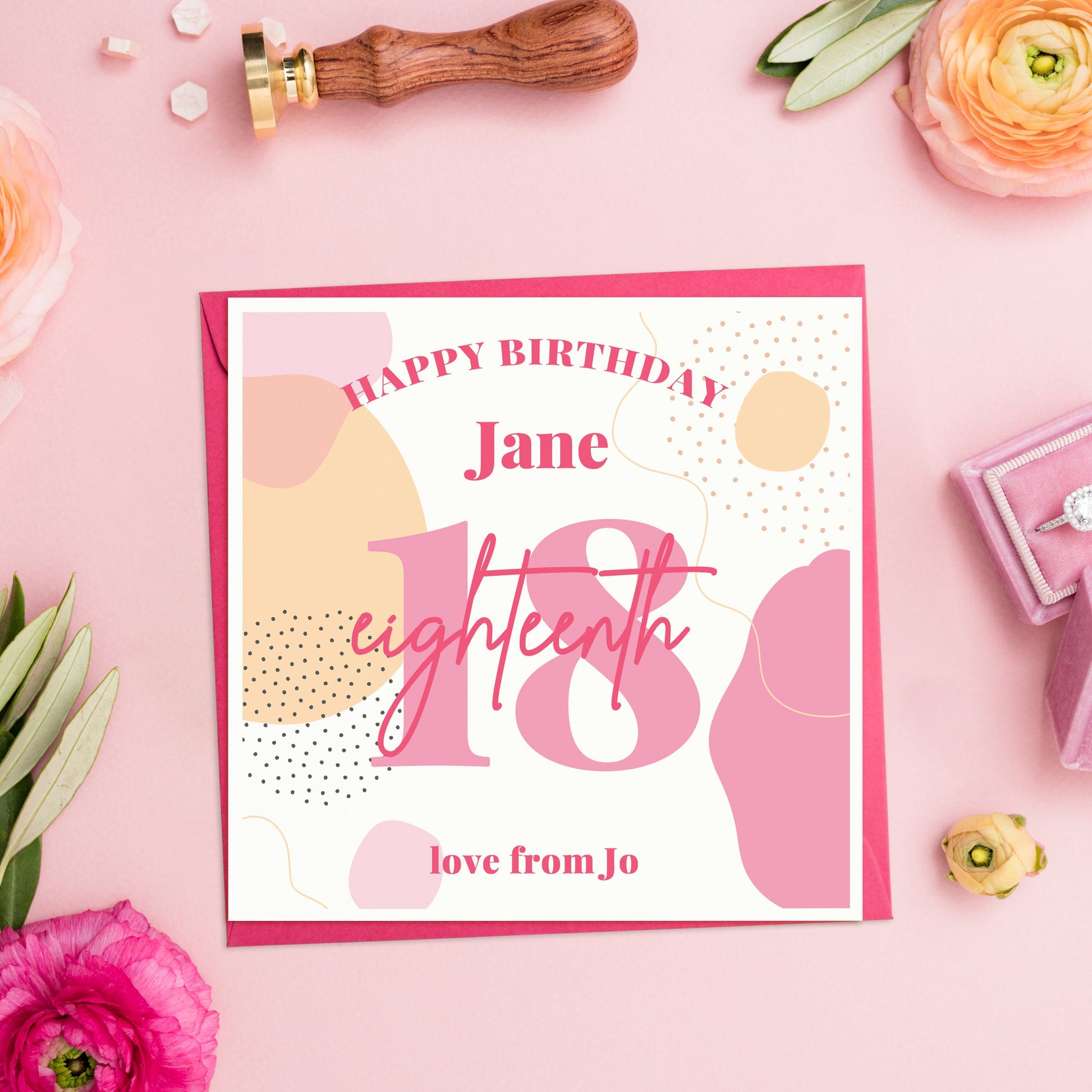 Personalised 18th Birthday Card, Modern 18th birthday cards, 18th birthday card for her, Minimalist birthday card, Personalised 18 Card