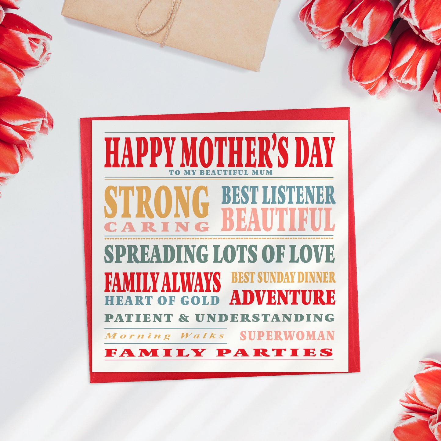 Personalised Word Art Mother's Day Card, Colourful Mother's Day Cards, Mothers Day Card for Grandma, Special Words for Mum, Mum's Qualities